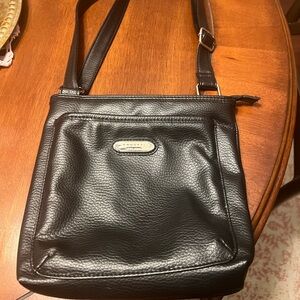 Black Pebbled Faux Leather Crossbody Bag